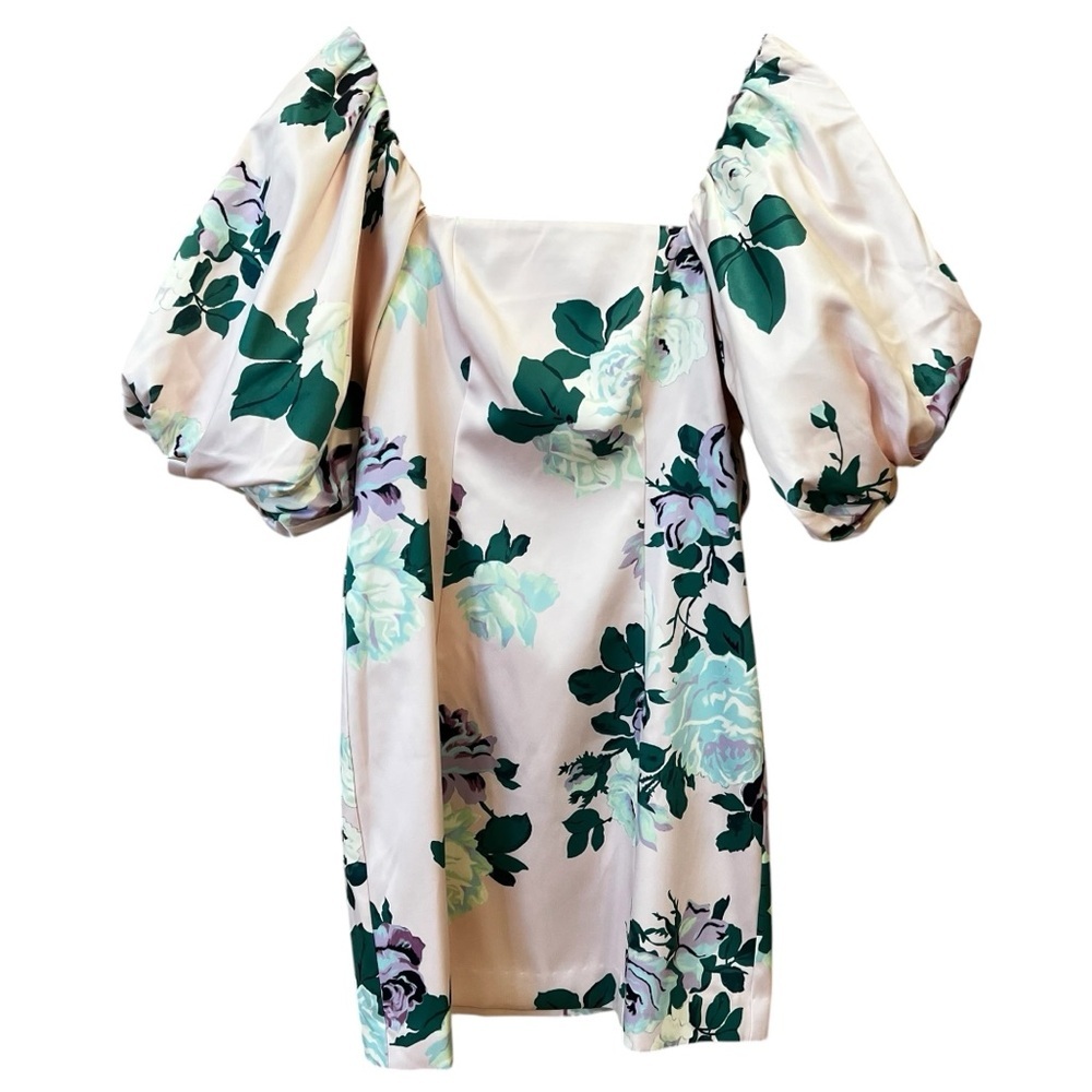 Vineyard Vines Satin Puff Sleeve Mini Dress Rose Pink Floral Size 6 Party Spring